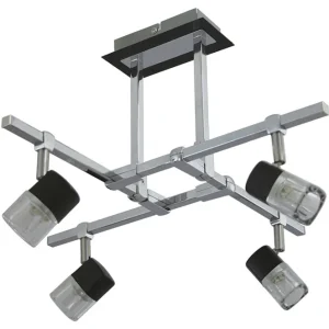 AFONSO Lámpara de Techo 4 Luces Wengue y Cromo LUMIT